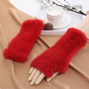 <span class=keywords><strong>Luxe</strong></span> Opéra Partie Chaud Demi Doigt Femmes Hiver Réel Fourrure De Vison Gants Mitaines - Product Image 5