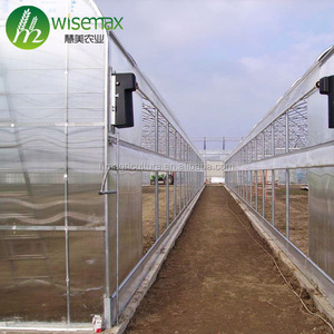 Grande serre à melon à tunnel multi-travée à cadre galvanisé préfabriqué monocouche avec couvercle en PE - Product Image 5