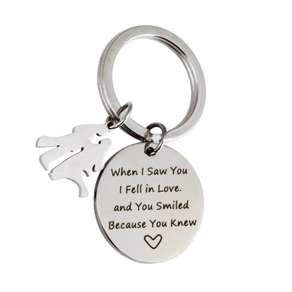 When I saw you I fell in love you smiled because you know Romantic Valentine's Day Gift Pendant Keychain Key Ring