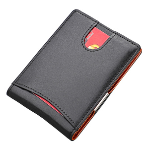 Portafogli da uomo sottili in vera pelle con blocco RFID, classici e minimalisti, da tasca frontale, con fermasoldi, fantasia tinta unita, multiuso - Product Image 3