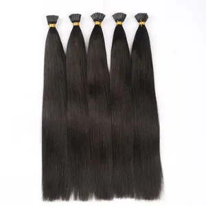 Cuticle aligned hair double drawn wholesale alibaba dropshipping italian keratin I tip 100 hair extensions virgin Brazilian hair