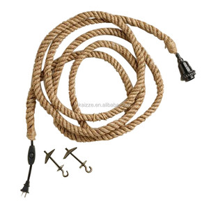 Vintage Dây Gai Treo Đèn Dây Bộ Plug-End Dây Gai Dầu Chất Liệu Dây E27/E26 Ổ Cắm - Product Image 1