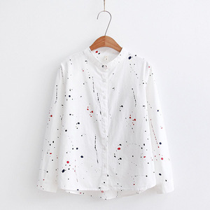 秋のファッション レディース 長袖スタンドカラーブラウス - Product Image 6