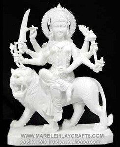เทพธิดา Durga ที่สวยงามจากหินอ่อนสีขาว - Product Image 1