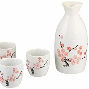 Japanse 5 Pc Sake Set Sneeuw Cherry Blossom Thee Set
