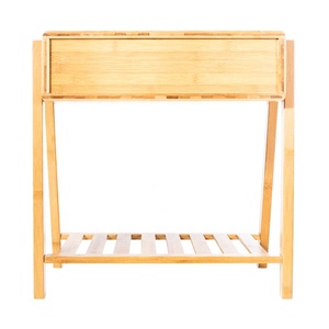 <span class=keywords><strong>Table</strong></span> d'angle en bambou, support <span class=keywords><strong>de</strong></span> chevet, avec rangement ouvert et étagère multi-usages - Product Image 4