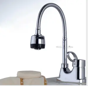 Chrome Gepolijst Flexibele Dubbele Gat Pull Down Spray Kitchen Sink Kraan