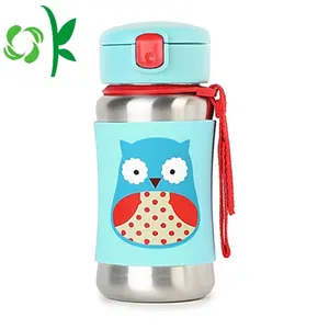 OKSILICONE BPA Free Silicone Water Bottle Printing Sleeve Silicone Customized Silicone Bottle Cover For Kids