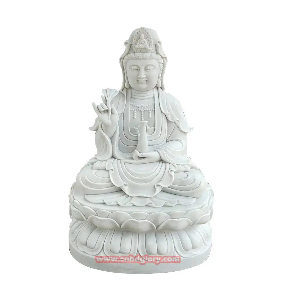Estatua de Buda de Guanyin de mármol, adornos tallados personalizados