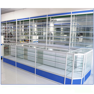Porta chiudibile a chiave verde legno farmacia Display in vetro da banco in metallo con vano portaoggetti per vetrine - Product Image 3