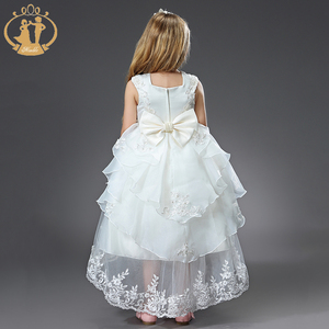 Vestido de fiesta de princesa bella de diseño clásico europeo para niños, traje de baile de encaje marfil, para Noche de cumpleaños - Product Image 5