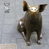 Statue de cochon en bronze taille réelle, grande sculpture de cochon en bronze