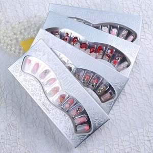 24 pièces/boîte, <span class=keywords><strong>faux</strong></span> <span class=keywords><strong>ongles</strong></span> de <span class=keywords><strong>mariée</strong></span> de luxe faits à la main, 3D, diamants, autocollants, magnifiques <span class=keywords><strong>ongles</strong></span> de mariage - Product Image 6