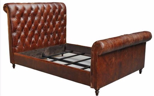 Торговли обеспечение античный кожаный Честерфилд кровать