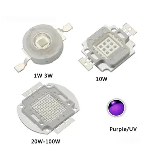 Hot offer 3w 5w 10w 20W 30W 50W 80W 100W UV led chip 365nm 370nm 380nm 390nm 400nm purple diodes 3w high power LED chip for DIY