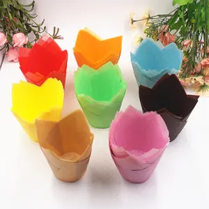 200 Buah Cangkir Kue Tulip dengan Kualitas Tinggi Kertas Tahan Minyak Tulip Muffin Cup Cupcake Liners Muffin Pembungkus Muffin Liners