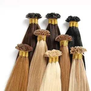 Hot sale Russian Real Human Hair Extension Flat Tip Hair, Nail U Tip Machine Made Remy Pre Bonded Hair Extensions