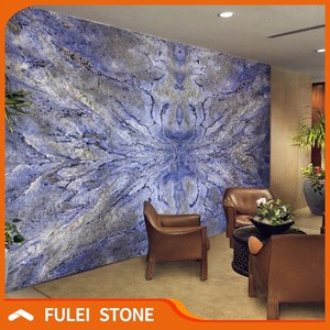 Bookmatched exótico granito azul Bahía wallstone diseño mural - Product Image 1