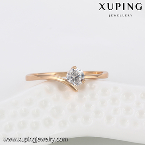 13809 Xuping 18K color oro refinado anillo de <span class=keywords><strong>compromiso</strong></span> con diamante blanco <span class=keywords><strong>solitario</strong></span> para mujeres - Product Image 6
