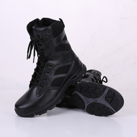 Botte tactique de combat noire imperméable et respirante à lacets pour les saisons d'été et d'hiver