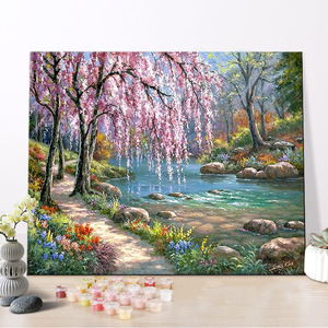 CHENISTORY DZ1276 <span class=keywords><strong>peinture</strong></span> par numéros bricolage paysage <span class=keywords><strong>naturel</strong></span> flux romantique <span class=keywords><strong>sur</strong></span> <span class=keywords><strong>toile</strong></span> avec peintures à l'huile encadrées - Product Image 1
