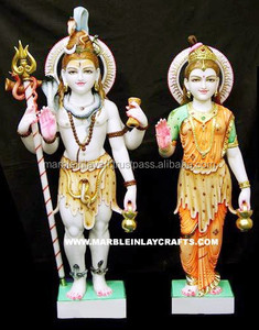 White Indian Marble Shankar Parvati Statue - Product Image 1