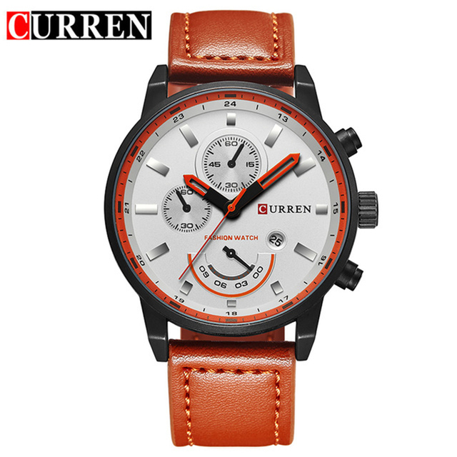 Curren Quartz Watch Men 8217 Top Brand Luxury Leather Grey Mens Watches Casual Male Sport Clock Men Wristwatches Orologio Uomo