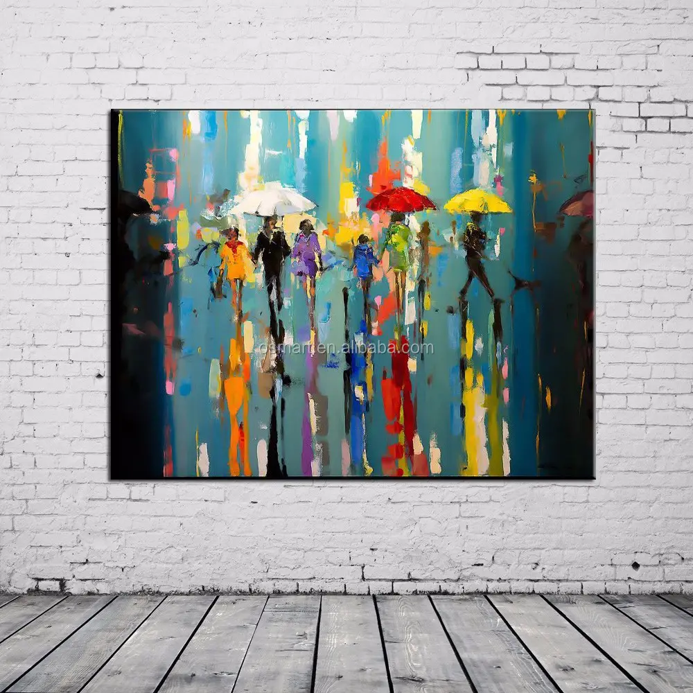 Professional Artist Hand-painted High Quality Modern Abstract Rainy Oil Painting for Living Room Abstract Landscape Oil Painting
