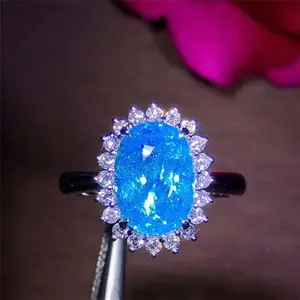 Mode schmuck 18k gold Südafrika real diamond Paraiba natürliche blau turmalin blume form engagement ring