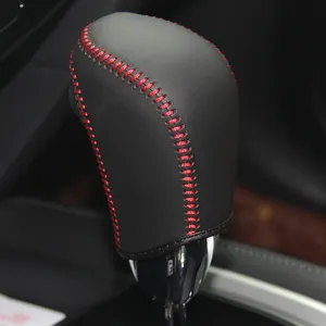 Black Leather Bánh Phím Shift Knob Bìa cho Nissan Teana 2013 Tự Động