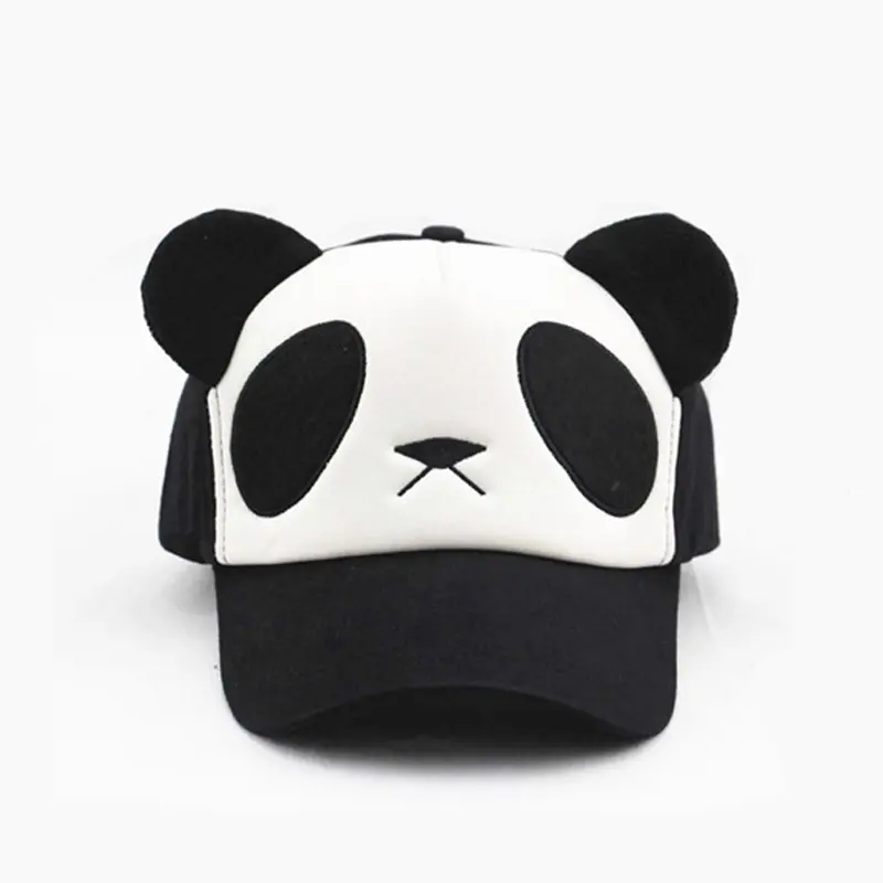Boné de beisebol infantil personalizado, chapéus panda com dois orelhas desenho animado 2017