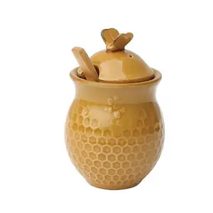 Honingraat Keramische Honey Jar met Dipper Set