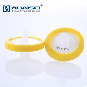 Alwsci filtro de seringa de nylon, 25mm, 0.22um micron, malha de nylon