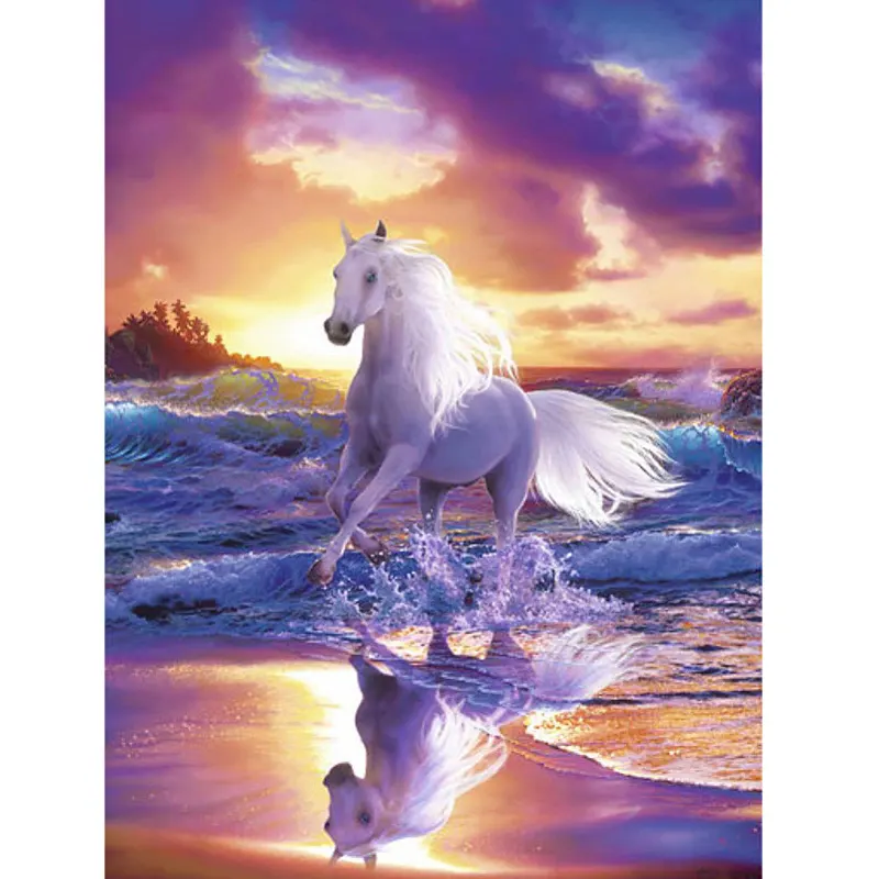 Diamante Bordado Full Display Cavalo Branco Diamante Pintura Animal Lobo 5d Diy Ponto Cruz Strass Mosaico Home Decor