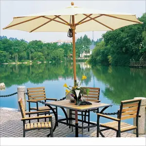 Chinesischer Hersteller Holz Strand Terrasse Café Garten Schwimmbad Outdoor Restaurant Regenschirm