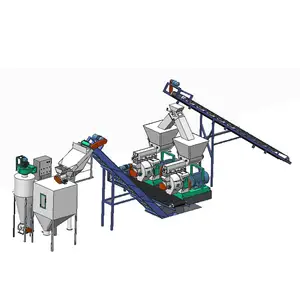 Automatic 1-3T/h wood pellet production line biomass pellet making machine wood sawdust pellet mill