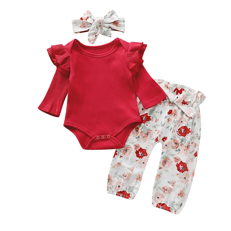 Vestiti del bambino 1-3 anni di età del bambino ragazza carina primavera e autunno 100% cotone camicia a maniche lunghe + stampato pantaloni a due pezzi set