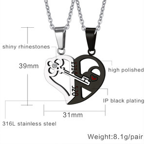 Collier pendentif clé et serrure 1314520, bijoux de mariage pour couple, amoureux, femmes et hommes - Product Image 3