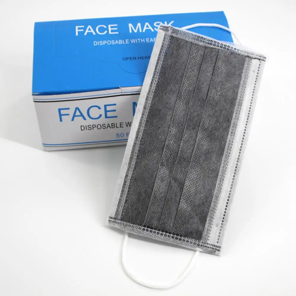 Masque facial jetable à 4 plis, masque à charbon actif pour la protection des produits chimiques, pièces