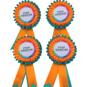 Custom Award Stain Ribbon <strong>Rosette</strong> Badge 100% Polyester Colorful <strong>Horse</strong> Show or Wedding Ribbon <strong>Rosette</strong> with Button Badge - Product Image 4