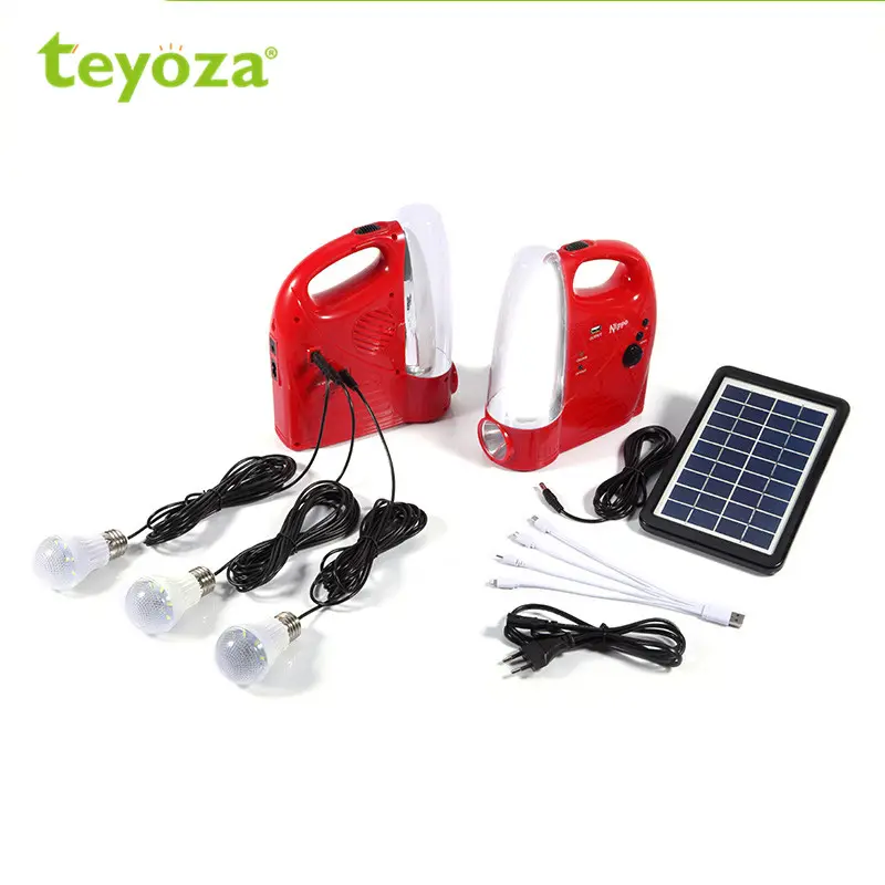 Teyoza Solar Oplaadbare Mini Noodverlichting Systen Camping Lantaarn Outdoor Draagbare