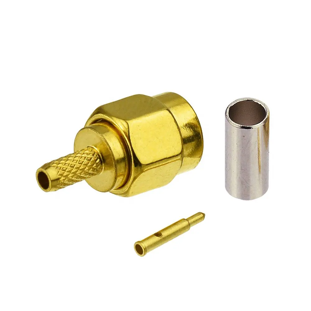 Conector de crimpagem sma, alta qualidade, full bronze, rf, coaxial, reto, macho, conector para rg316, rg141, cabo