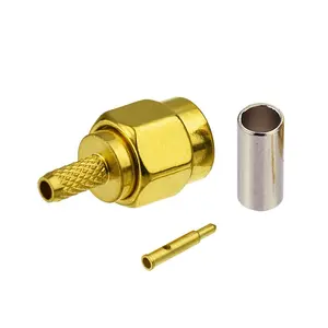 High quality full brass RF Coaxial straight SMA male crimp connector for RG316 RG174 cable