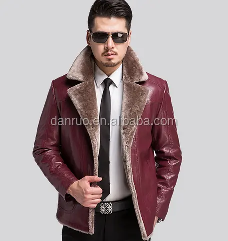 The new middle - aged men 's leather jacket jacket business casual men' s lapel men 's velvet leather jacket