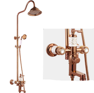 Hongdec Rose Gold lượng mưa vòi hoa sen hệ thống <span class=keywords><strong>3</strong></span> chức năng Wall Mount phòng tắm vòi hoa sen Combo Phòng tắm vòi hoa sen vòi - Product Image 1