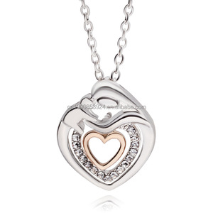 Collier <span class=keywords><strong>Maman</strong></span> et Bébé Cadeau Fête des Mères Mère <span class=keywords><strong>Maman</strong></span> Fils Fille Enfant Cristal Strass Pendentif en Forme de Cœur Collier <span class=keywords><strong>pour</strong></span> Femmes - Product Image 1