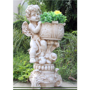 51.5cm di altezza all'aperto giardino francese pavimento in piedi vaso di fiori scultura dipinta Magnesia cupido angelo statua all'aperto francese - Product Image 6
