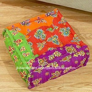 Cojines decorativos de algodón Kantha Vintage de proveedor de oro indio - Product Image 2