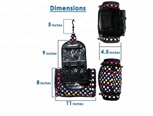 Léger Hanging Toilette Voyage Sac Maquillage Organisateur Cosmétique sac avec Plusieurs Compartiments dans Polka Dot - Product Image 4