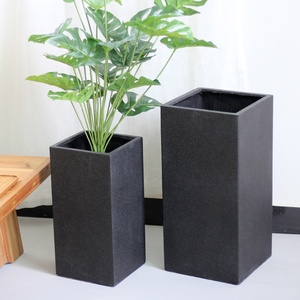 Design moderno di forma quadrata di altezza di <span class=keywords><strong>cemento</strong></span> a mano pennello vaso di fiori con vernice nera per la casa decorazione del giardino - Product Image 2